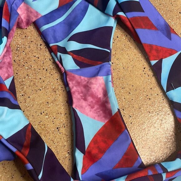 Tropical print sexy cheeky one piece monokini swimsuit sz L - Picture 8 of 10